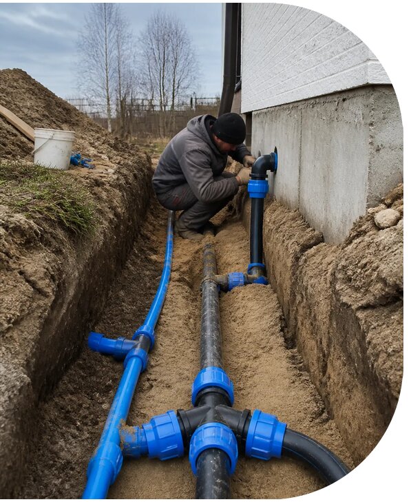Монтаж наружного водопровода на участке под ключ в Асбесте
